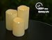 SWEETIME Outdoor Waterproof Flameless Candles with Timer Control - Pillar Weatherproof 3D Wick Battery Operated LED Flickering Candles with Amber Yellow Light (H 4