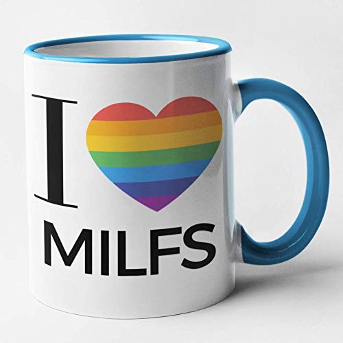 Funny Lesbian I Love Mug - I Love Milfs (Blue)