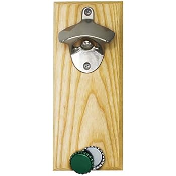 The Wedding Party Store Wall Mount Beer Bottle Opener Magnet Cap Catcher - Wall Mounted Magnetic (Maple, BLANK - No Engraving)