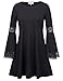 Kate Kasin Women's Casual Round Neck Loose A Line Tunic Dress Long Sleeves