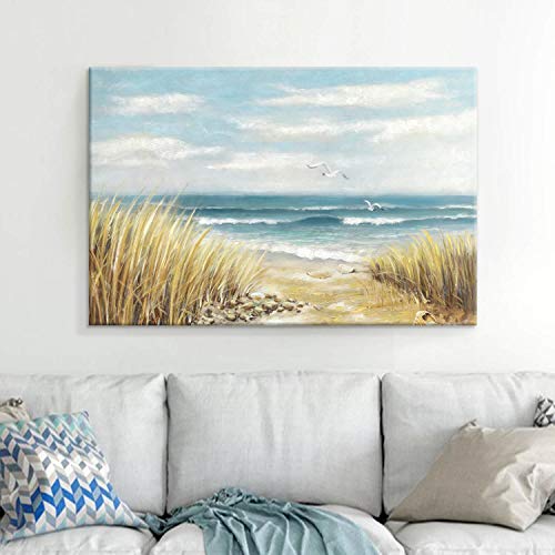 ARTISTIC PATH Abstract Beach Painting Wall Art Seashore Artwork Hand