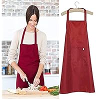 Aprons for Women with Pockets Water Resistant Adjustable Kitchen Aprons Dish Washing Grooming Chef Aprons,100% Nylon Waterproof for Commercial Grade or Home Use, Unisex - (red)