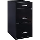 Scranton &amp; Co 27.32" H x 18" D 3-Drawer Modern Metal Filing Cabinet with Pencil-Drawer, High-Sides, Letter Size, Patented Glide Suspension, for Small Office/Home Office, in Black