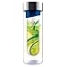 Asobu Flavor It 20 Ounce Glass Water Bottle With Fruit Infuser, Blue Silver