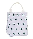 Songsongstore Reuseable Printing Lunch Bags, Arricastle Oxford Cloth Aluminum Foil Cooler Bag Portable Takeaway Aluminum Film Pack Cooler Bag Women, Students Bento Cooler Bag Travel Picnic（Cactus）