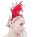 FELIZHOUSE 1920s Fascinator with Feathers Christmas Headband for Women Wedding Tea Party Headwea(Red)