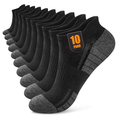 Effeet Trainer Socks Men Women 10/20 Pairs Breathable Cotton Sports Socks Short Half Socks Running Socks Black White Grey 43-46 39-42 47-50 35-38