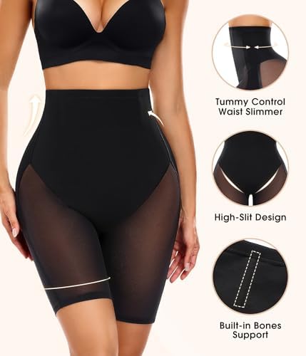Bauchweg Unterhose Damen Hohe Taille Shapewear Miederhose Push-Up Po & Bauchkontrolle Body Shaper Miederpants Figurformende Atmungsaktive Shaping Hose Shorts(Schwarz, M)