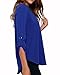 Face N Face Women's Summer V Neck Solid Loose Casual Cuffed Long Sleeve Blouses X-Large Blue