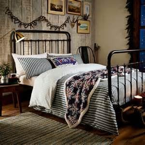 Peacock Blue Robin Brushed Cotton Striped Bedding Double Duvet Cover Set.