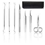 Weeding Vinyl Tools 6 Pieces Stainless Steel Precision with Case/Vinyl Craft Paper Craft Tool Kit for Silhouettes Cameos, Spatula Tweezers Fine Tweezers Lettering Scraper Hook Small Scissors Carving