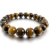 INBLUE Women,Men's 10mm Energy Bracelet Link Wrist Energy Stone Brown Buddha Mala Bead