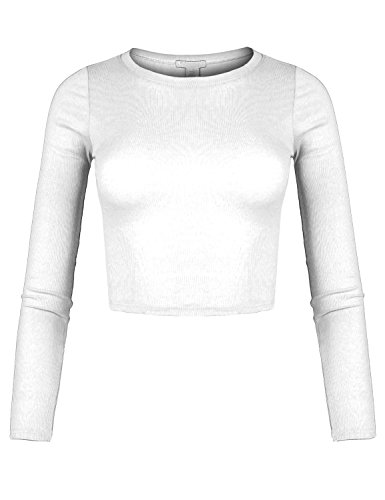 Made by emma solid basic long sleeve ribbed crew neck c…