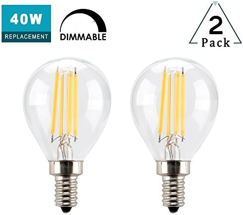 Panledo 4W Dimmable Globe LED Filament Bulb, G45/G14 LED Tungsten Light Bulb 4W 400LM, E12 Candelabra Base Lamp, Warm White 2700K, 40W Incandescent Replacement, Clear Glass Cover, Pack of 2