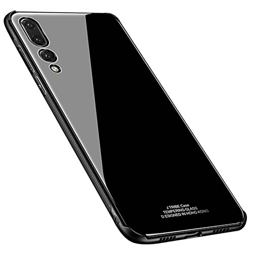 Kepuch Quartz Huawei P20 Pro Case - TPU + Tempered Glass Back Cover for Huawei P20 Pro - Black