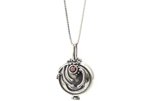 parelegzo 925 Sterling Silver Elena's Vervain Pendant Locket Retro Necklace Jewelry 17.7 Inches Chain Girl Gift, Sterling Sil