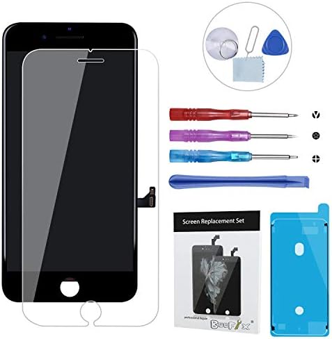 BeeFix Fit iPhone 8 Screen Replacement 3D Touch LCD Screen Digitizer Replacement Display Assembly Repair Kits with Waterproof Adhesive,Tempered Glass,Tools and Instruction (Black)