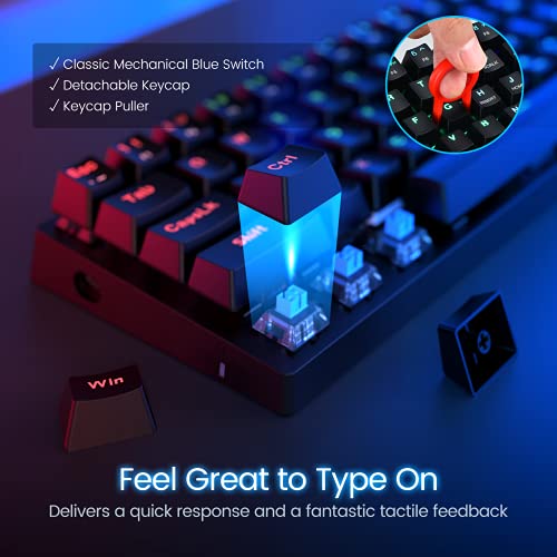 60% Mechanical Keyboard, Biijok 60 Percent Gaming Keyboard with Blue Switches,18 Color Rainbow Backlit Gaming Keyboard,Full Anti-Ghosting 61 Key,Ergonomic Compact 60 Percent Mechanical Keyboard Gamer