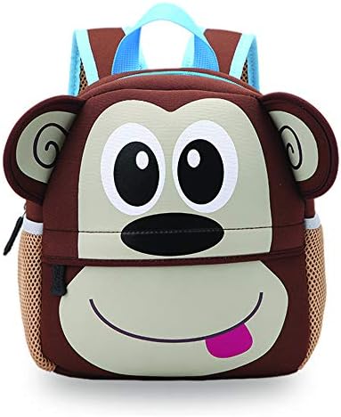 ABkids Toddler Backpack Supercute Neoprene School Bag, Brown Monkey