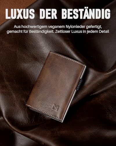 MYSHION Men's Wallet with Coin Compartment & RFID Protection, Smart Wallet with Viewing Window, Men's Wallet with 6 Card Slots for up to 11 Cards (Brown)