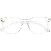 Gaoye Blue Light Blocking Glasses, Retro Round Eyewear Frame Anti Eyestrain Computer Glasses for Women Men - GY1688 (Transparent Frame/Transparent Lens)