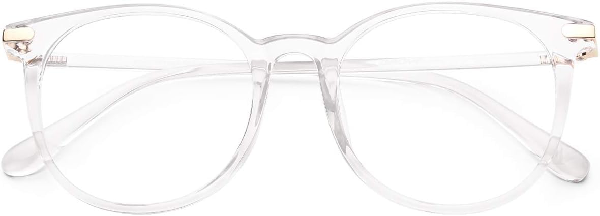 Photo 1 of Gaoye Blue Light Blocking Glasses, Retro Round Eyewear Frame Anti Eyestrain Computer Glasses for Women Men - GY1688 (Transparent Frame/Transparent Lens)