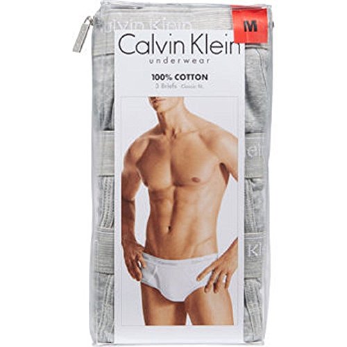Calvin klein mens 3-pack classic brief, grey, small