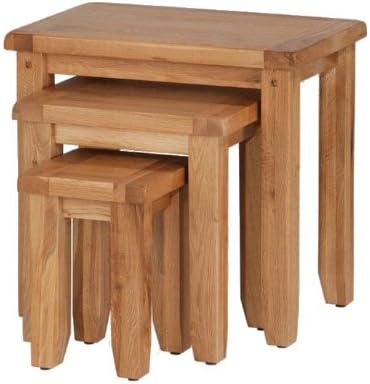 Rustic Oak Nest of 3 Tables - Furniture