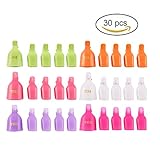 Teenitor 30 Pieces 6 Color Reusable Toenail Nail Art Soak Off Cap Clip UV Gel Polish Remover Tool