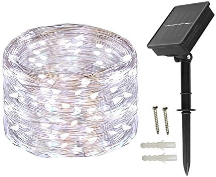 BXROIU Solar Fairy Lights 200 LEDs String Lights Starry Fairy Lights, 8Modes 66ft/20m Waterproof Outdoor Lights for Patio, Garden, Party (Cold White)