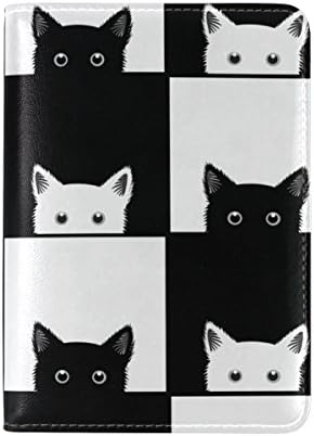 Yuihome Passport Covers Cat Chess Board Personalized Genuine Leather for Travel