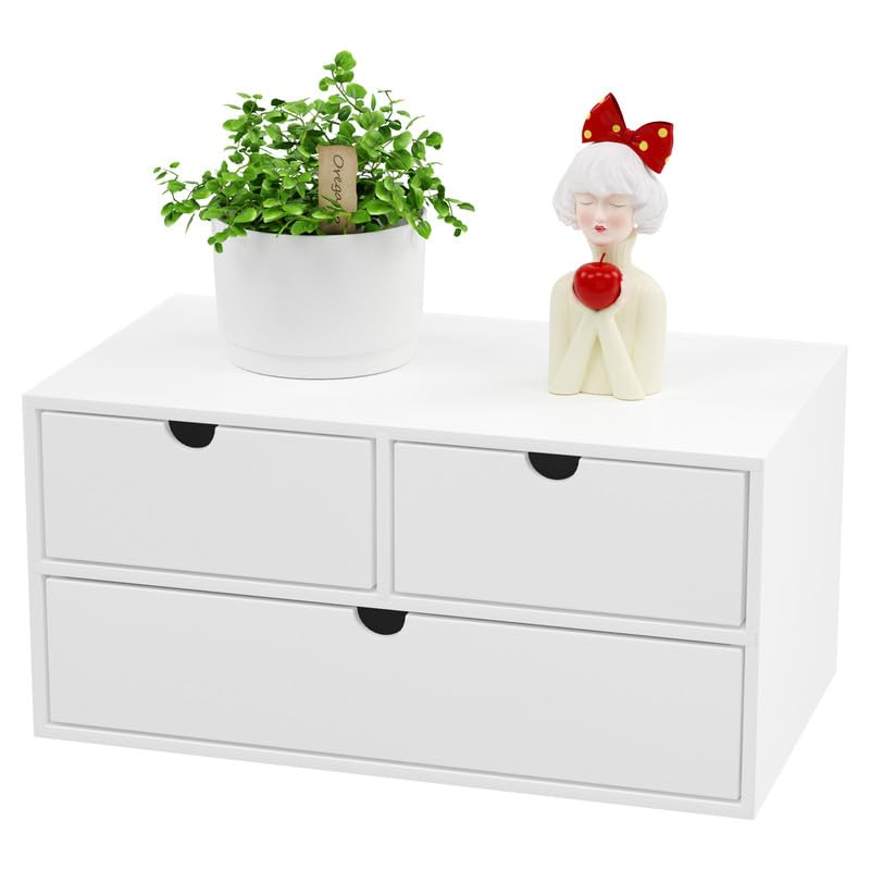 Photo 1 of Wisuce Bamboo Desk Organizer - Mini Bamboo Desk Drawer Tabletop Cosmetic Storage Organization for Office or Home White
