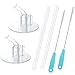 6 PCS(2 Straws+2 Cleaning Brushes) for Thermos Replacement Straws with 2 Silicone Stems, Compatible with Thermos Funtainer 12 Ounce Bottle F401(with a carry loop), Drinking Straws Set with Cleaning Brushes