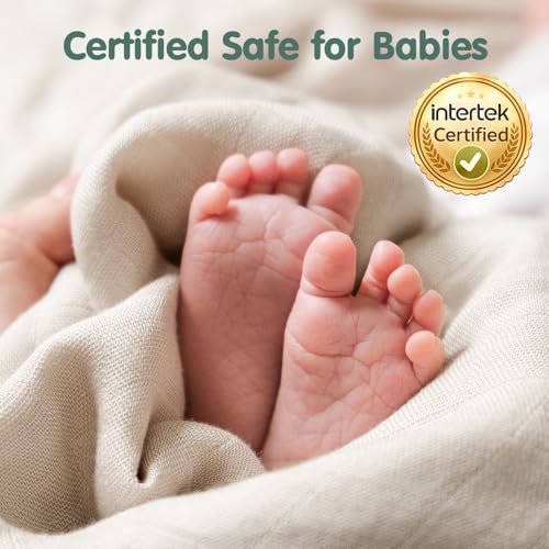 hahaland 100% Natural Bamboo Muslin Baby Blanket Set with 1 Piece 120 x 120 cm and 2 Pieces 100 x 95 cm – Soft and Absorbent Swaddle for Babies