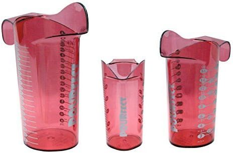Pourfect 1, 2 and 4 Cup Beaker Set, Red