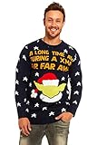 YOU LOOK UGLY TODAY Knitted Mens Ugly Christmas Sweater Unisex with Santa Reindeer Jumper Pissing Santa