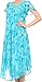 Sakkas 16800 - Sayli Long Tie Dye Cap Sleeve Embroidered Wide Neck Caftan Dress/Cover Up - Turquoise - OS