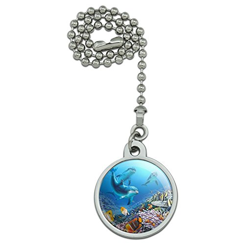 Ocean Underwater Dolphins Scuba Diving Reef Ceiling Fan and Light Pull Chain