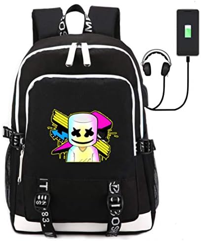 Nasibi DJ School Laptop Backpack Large Travel Computer Backpack for 15.6-17.3 Inch Laptop with USB Charging Port Water-Repellent Casual Daypack for Business/College/Women/Men