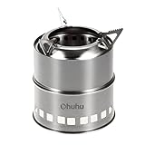 Ohuhu Camping Stove Stainless Steel Backpacking Stove Potable Wood Burning Stoves for Picnic BBQ Camp Hiking