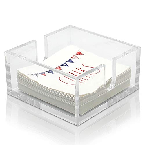 Brilliant Life Acrylic Cocktail Napkin Holder for Table, Clear Flat