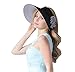 CACUSS Women's Summer Sun Hat Large Brim Visor Adjustable Velcro Packable UPF 50+ (Black Flower)