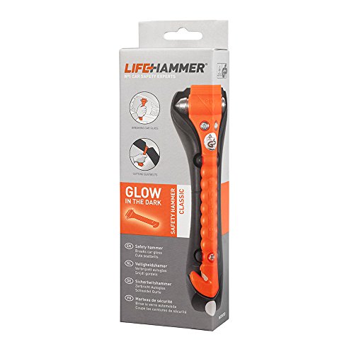 Lifehammer Brand Safety Hammer, the Original Emergency Escape and Rescue Tool with Seatbelt Cutter, Made in the Netherlands, Glow Orange
