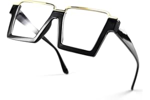 Laemzinv Oversized Square Blue Light Glasses for Women, Large Semi Rimless Thick Frame Reading Blocker LA044