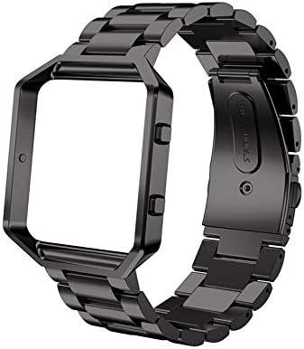 LEEFOX Compatible with Blaze Band and Frame, Stainless Steel Metal Replacement Strap Frame Bracelet Large Small Wrist Band Accessories for Blaze Smart Watch Tracker Women Man - Black