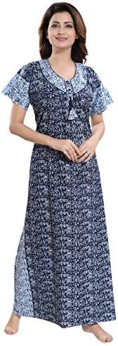 TUFAB Girls/Women's Cotton Fabric Night Gown/Nightwear/Nighty/Nightdress with Dancing People Print