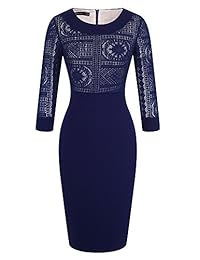 Homeyee B423 - Vestido de mujer casual, encaje, cuello redondo