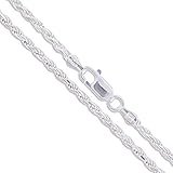 Sterling Silver Diamond-Cut Rope Chain 2.2mm Solid 925 Italy New Necklace