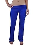 Zenana Women's Fold Over Cotton Spandex Lounge Pants,Medium,Royal.Royal