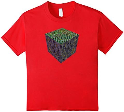 Kids Electronic Circuit Board Computer Chip Cube tee t-shirt 10 Red